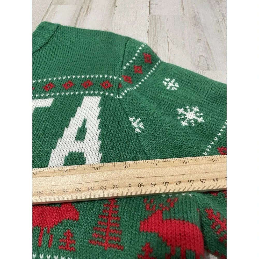 Holiday Time‎ French Bulldog Santa Paws Ugly Christmas Sweater Green XXL